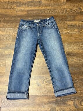 BKE Harper Cropped Jeans Womens 29 Straight Leg Low Rise Thick Stitch Y2k